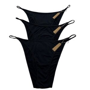 SKIMS Micro Cording V Cheeky Bikini Lot of 3 Onyx 4X